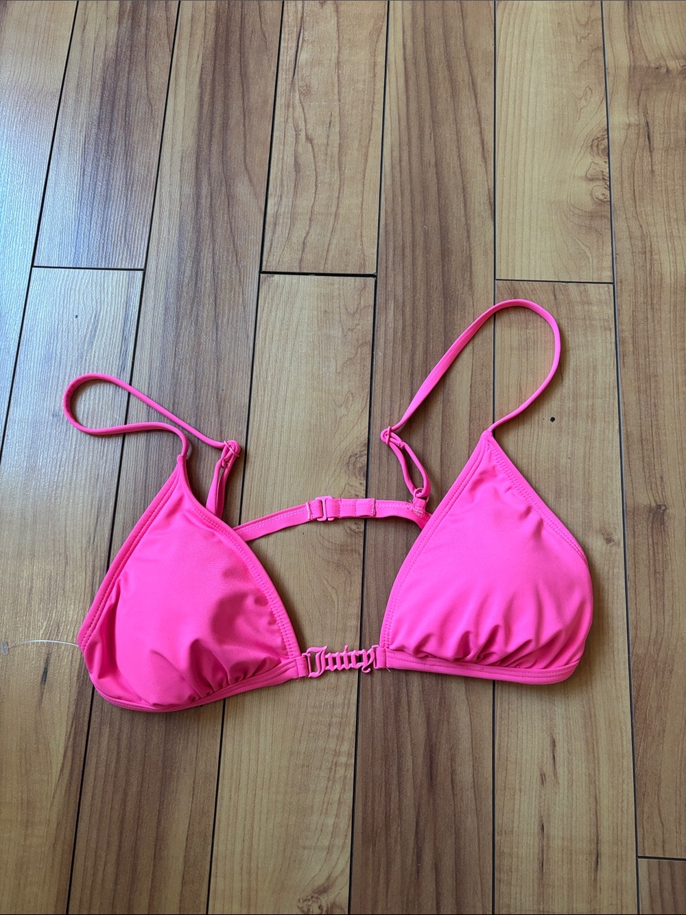 Y2K Juicy Couture Hot Pink Triangle Bikini Top with Logo Clasp